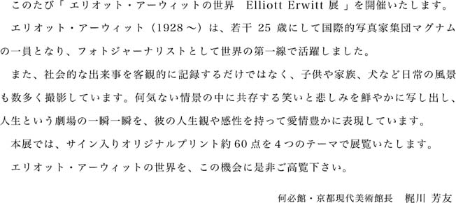 ★エリオット・アーウィット集成展／図録・チケット・広告（管理番号A7）
